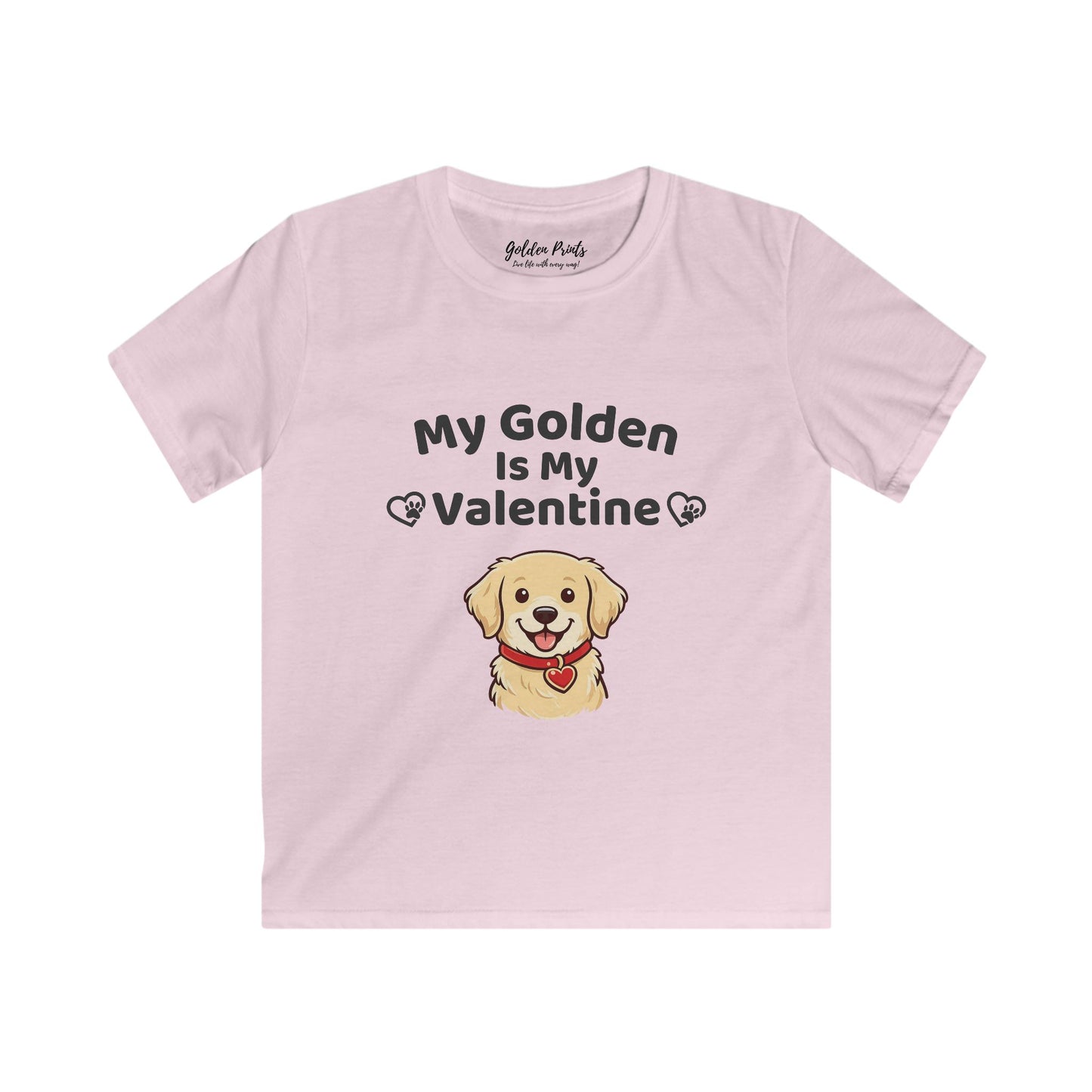 My Golden Is My Valentine | Kids Golden Retriever Valentine’s Day Shirt | Cute Dog Lover Tee