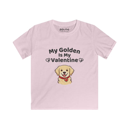 My Golden Is My Valentine | Kids Golden Retriever Valentine’s Day Shirt | Cute Dog Lover Tee