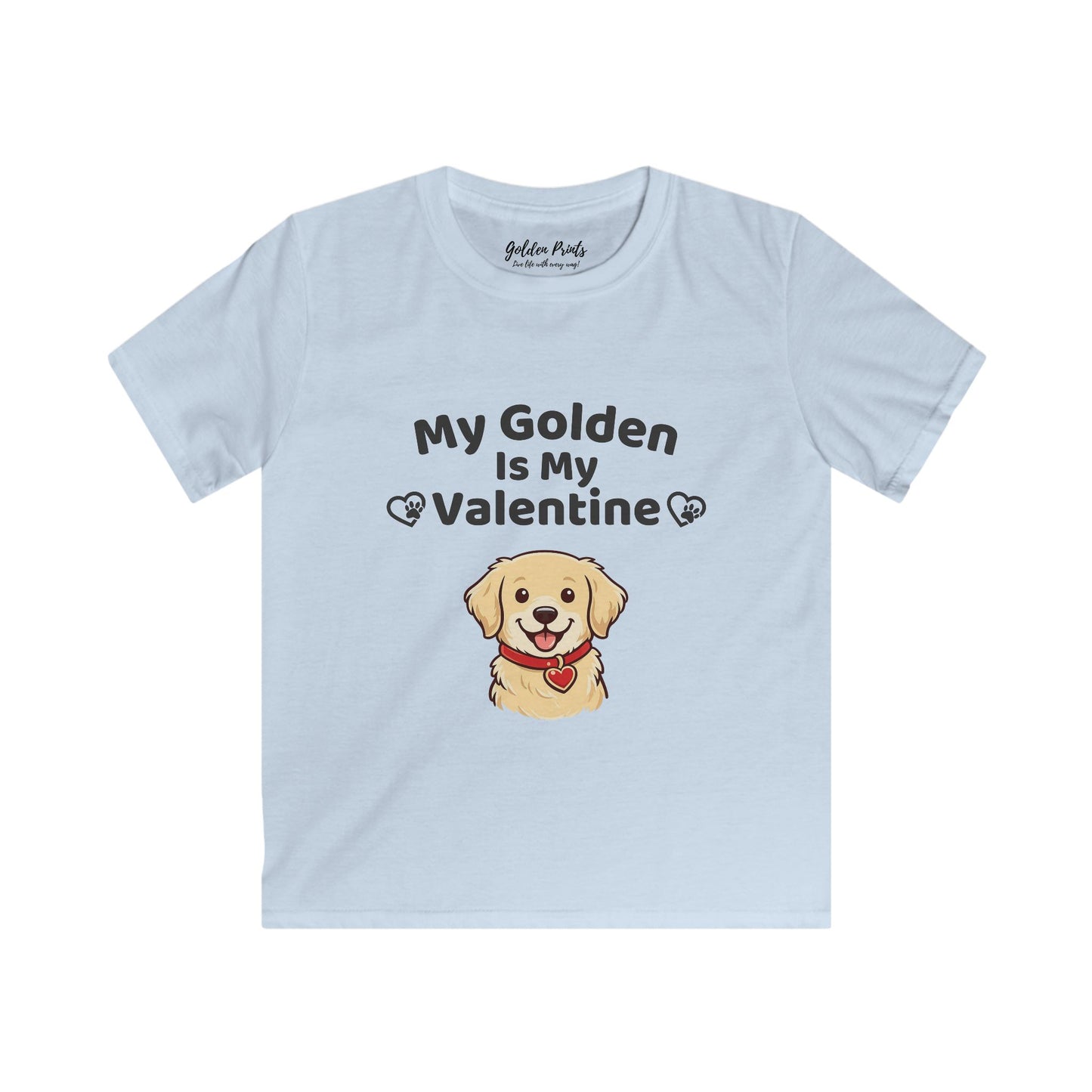My Golden Is My Valentine | Kids Golden Retriever Valentine’s Day Shirt | Cute Dog Lover Tee