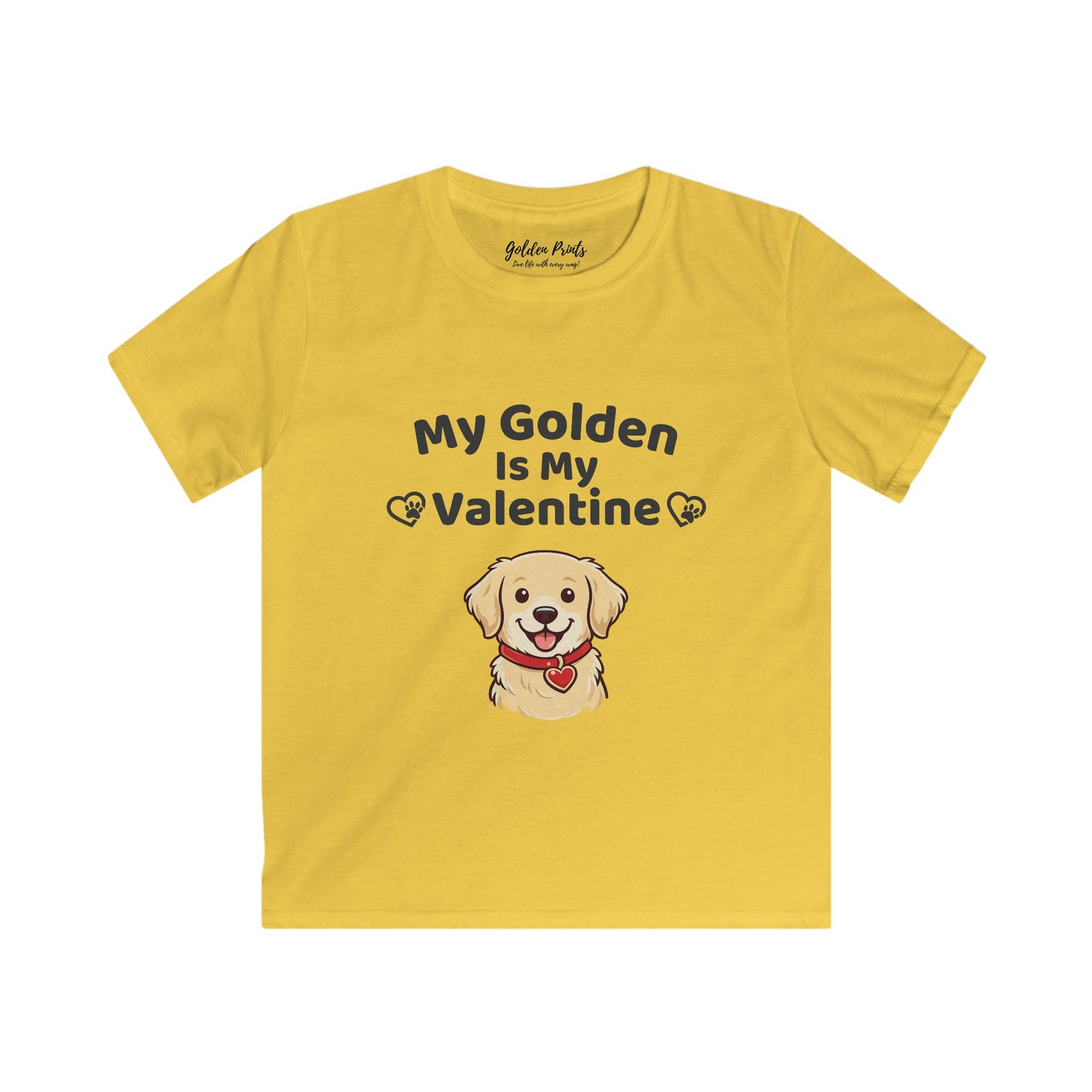 My Golden Is My Valentine | Kids Golden Retriever Valentine’s Day Shirt | Cute Dog Lover Tee