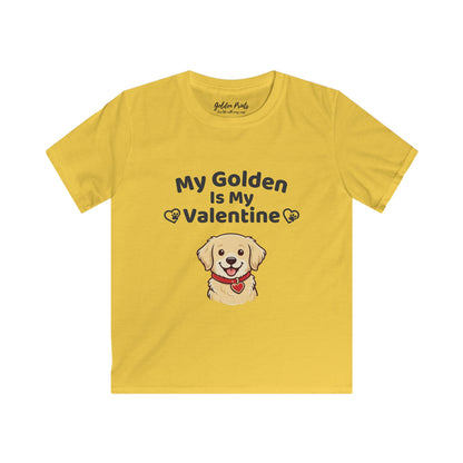 My Golden Is My Valentine | Kids Golden Retriever Valentine’s Day Shirt | Cute Dog Lover Tee