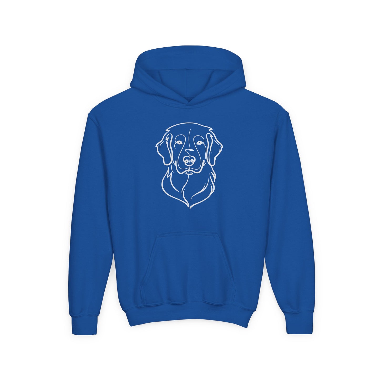 Youth Golden Retriever Line Art Hoodie | Minimal Dog Portrait Sweatshirt