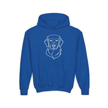 Youth Golden Retriever Line Art Hoodie | Minimal Dog Portrait Sweatshirt