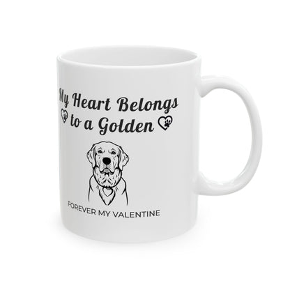 My Heart Belongs to a Golden | Golden Retriever Valentine’s Day Mug | Ceramic Coffee Cup (11oz, 15oz)