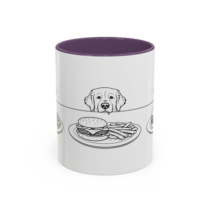 Golden Retriever Burger POV Mug | Dog Begging for Food Coffee Cup (11oz / 15oz)