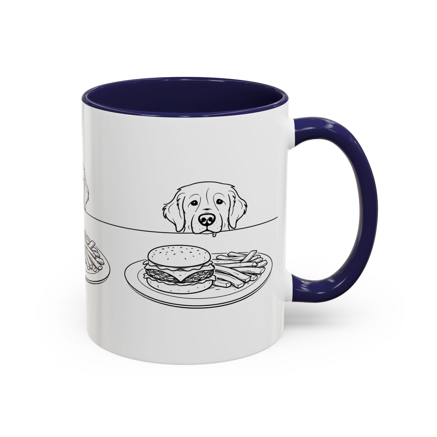 Golden Retriever Burger POV Mug | Dog Begging for Food Coffee Cup (11oz / 15oz)