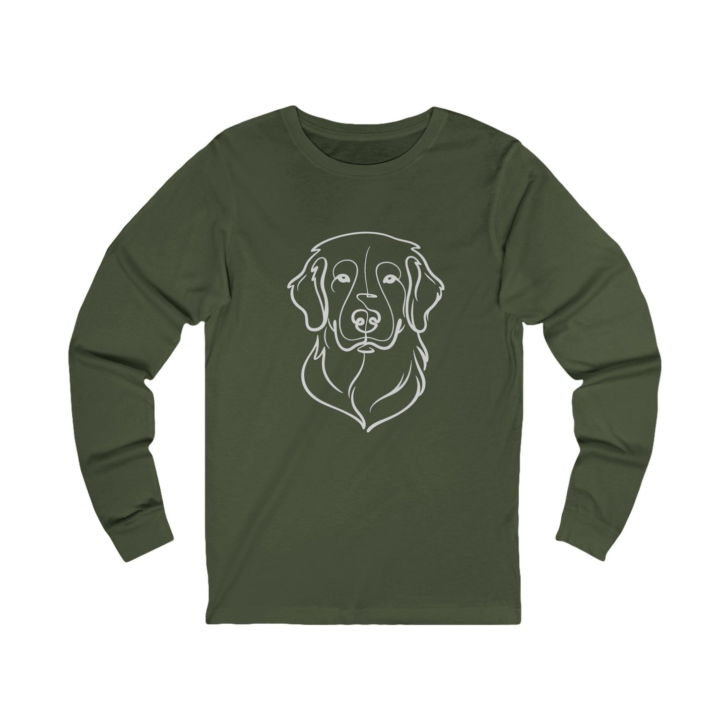 Golden Retriever Outline Long Sleeve Tee | Minimal Line Art Dog Shirt - Golden Retriever Line Art, Dog Line Art