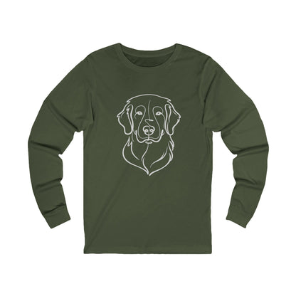 Golden Retriever Outline Long Sleeve Tee | Minimal Line Art Dog Shirt - Golden Retriever Line Art, Dog Line Art