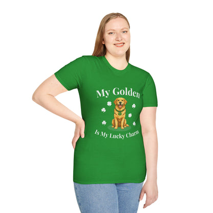 Golden Retriever Tee Shirt - I Love My Golden Retriever, St. Patrick's Day Lucky Charm