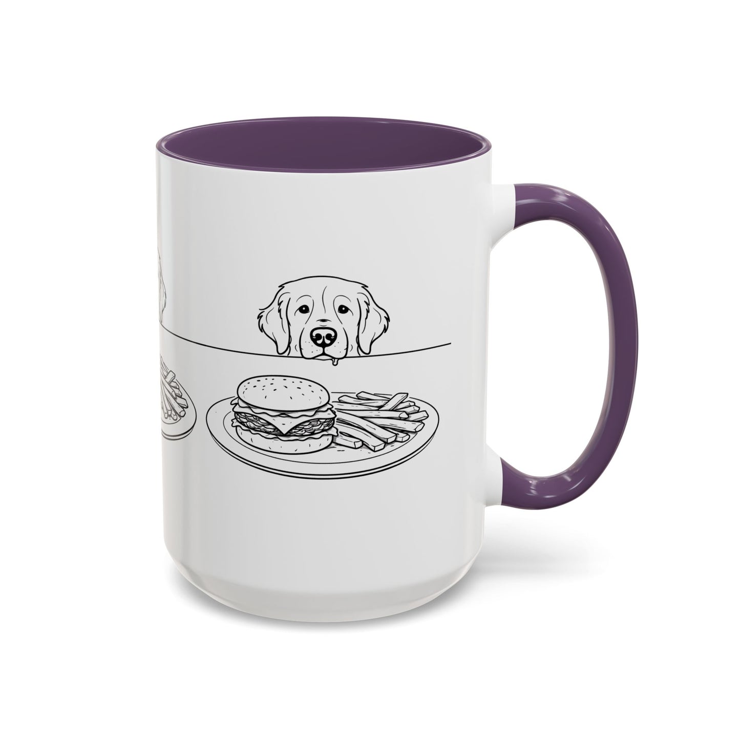 Golden Retriever Burger POV Mug | Dog Begging for Food Coffee Cup (11oz / 15oz)
