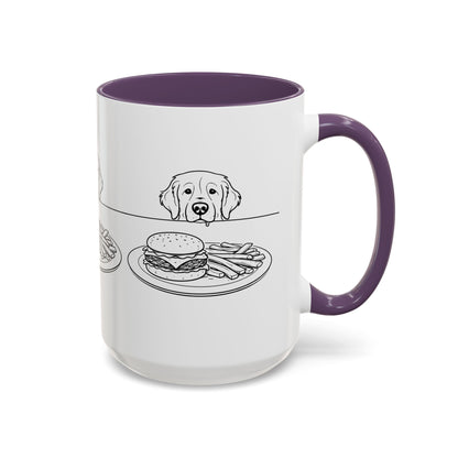 Golden Retriever Burger POV Mug | Dog Begging for Food Coffee Cup (11oz / 15oz)