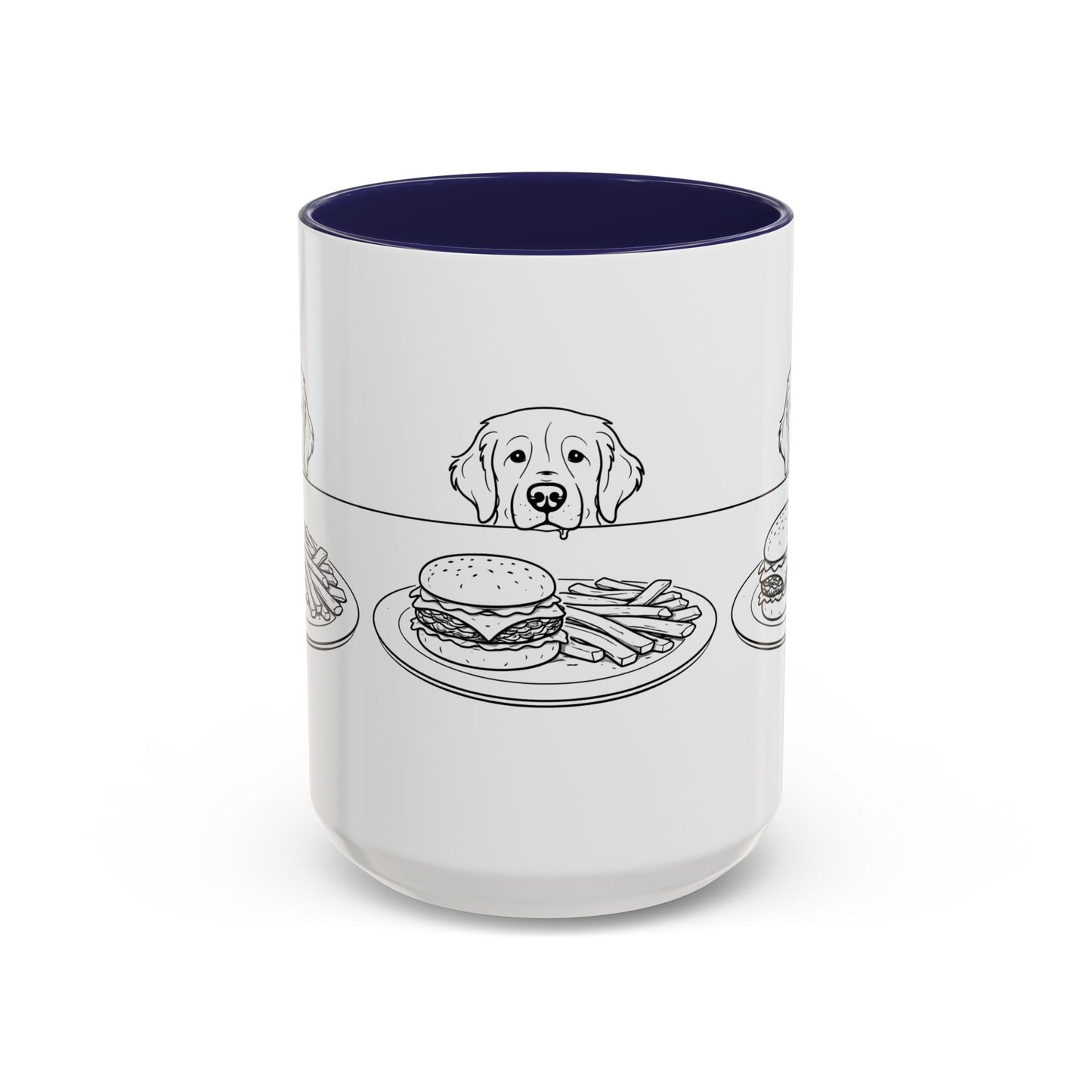 Golden Retriever Burger POV Mug | Dog Begging for Food Coffee Cup (11oz / 15oz)