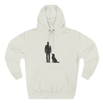 Man and Golden Retriever Silhouette Hoodie | Minimalist Dog Bond Pullover Sweatshirt