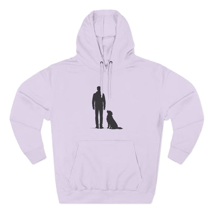 Man and Golden Retriever Silhouette Hoodie | Minimalist Dog Bond Pullover Sweatshirt
