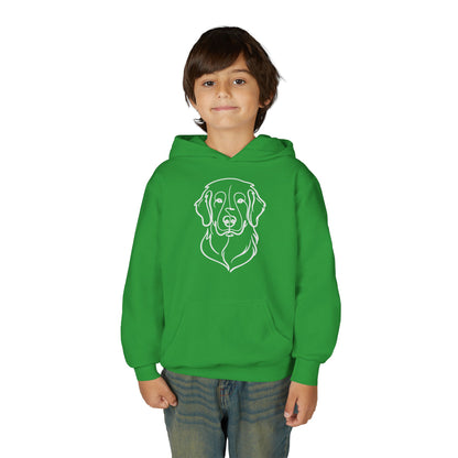 Youth Golden Retriever Line Art Hoodie | Minimal Dog Portrait Sweatshirt
