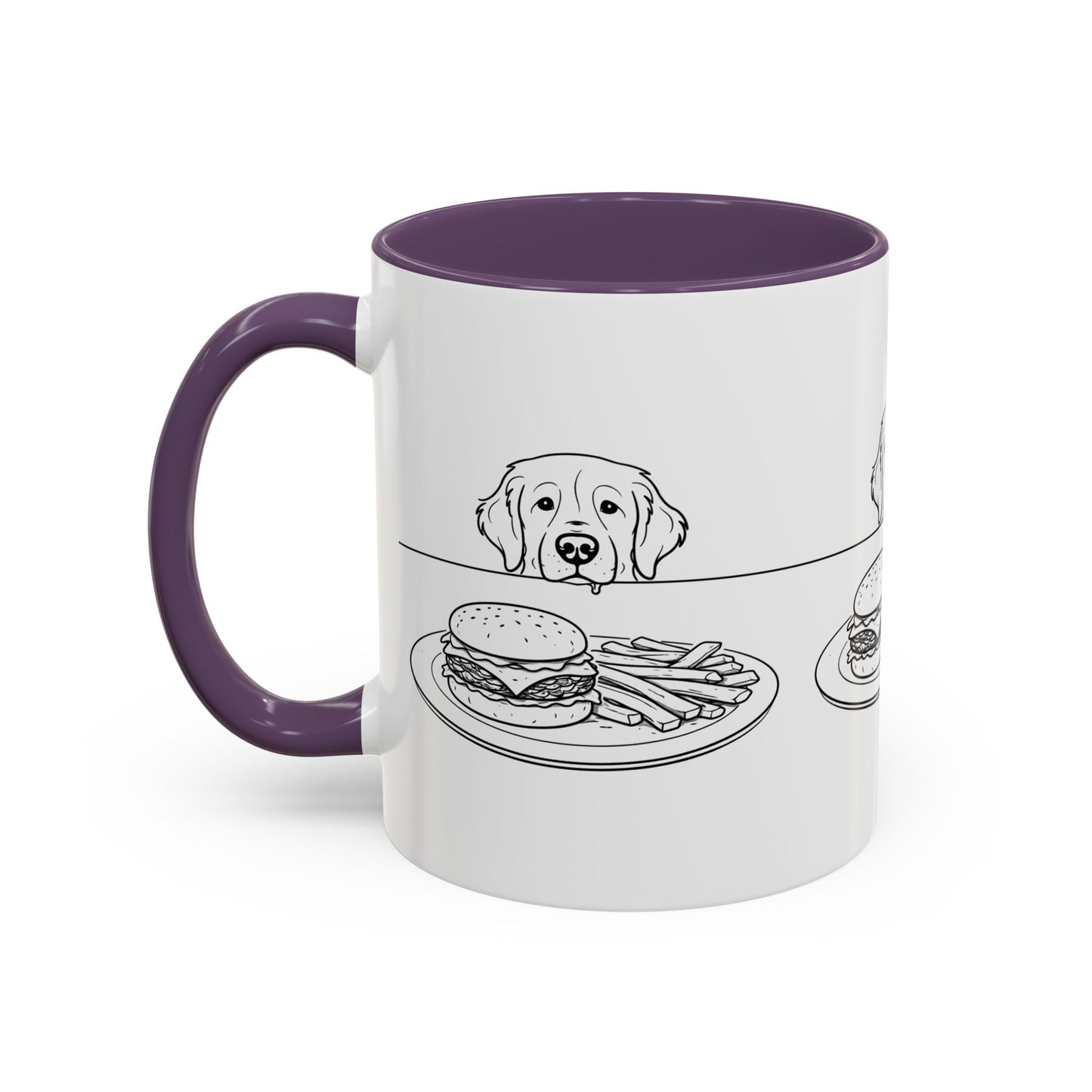 Golden Retriever Burger POV Mug | Dog Begging for Food Coffee Cup (11oz / 15oz)