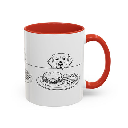 Golden Retriever Burger POV Mug | Dog Begging for Food Coffee Cup (11oz / 15oz)