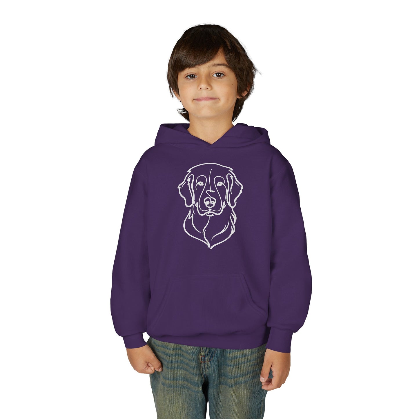 Youth Golden Retriever Line Art Hoodie | Minimal Dog Portrait Sweatshirt