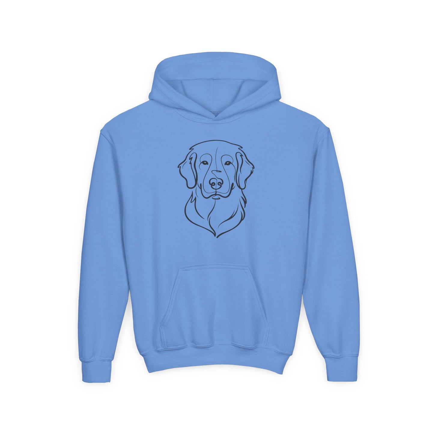 Youth Golden Retriever Line Art Hoodie | Minimal Dog Portrait Sweatshirt