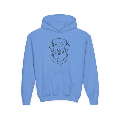 Youth Golden Retriever Line Art Hoodie | Minimal Dog Portrait Sweatshirt