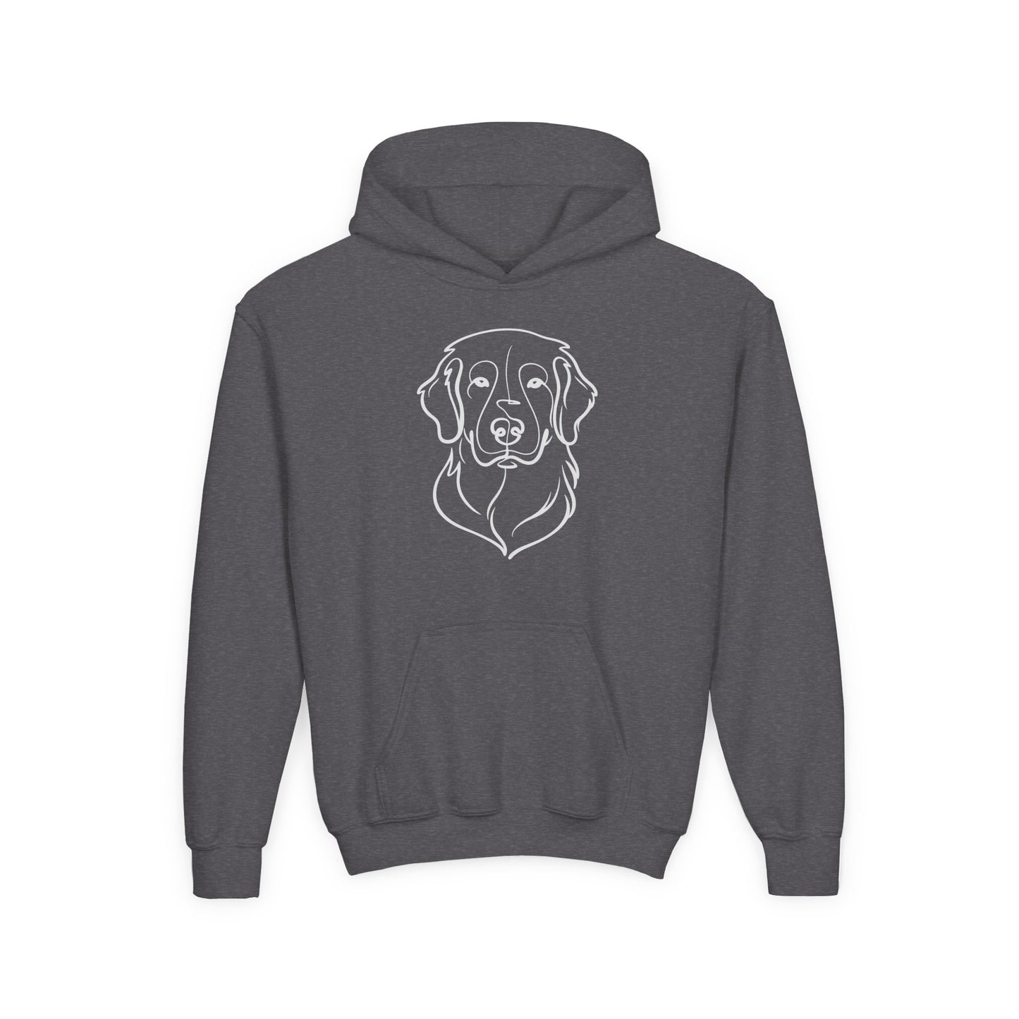 Youth Golden Retriever Line Art Hoodie | Minimal Dog Portrait Sweatshirt