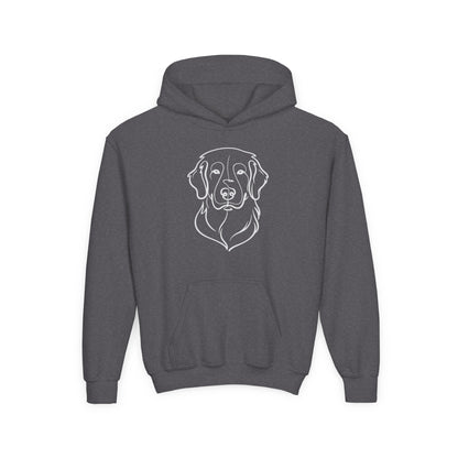 Youth Golden Retriever Line Art Hoodie | Minimal Dog Portrait Sweatshirt