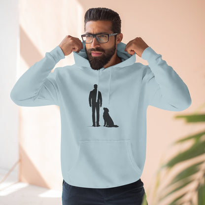 Man and Golden Retriever Silhouette Hoodie | Minimalist Dog Bond Pullover Sweatshirt