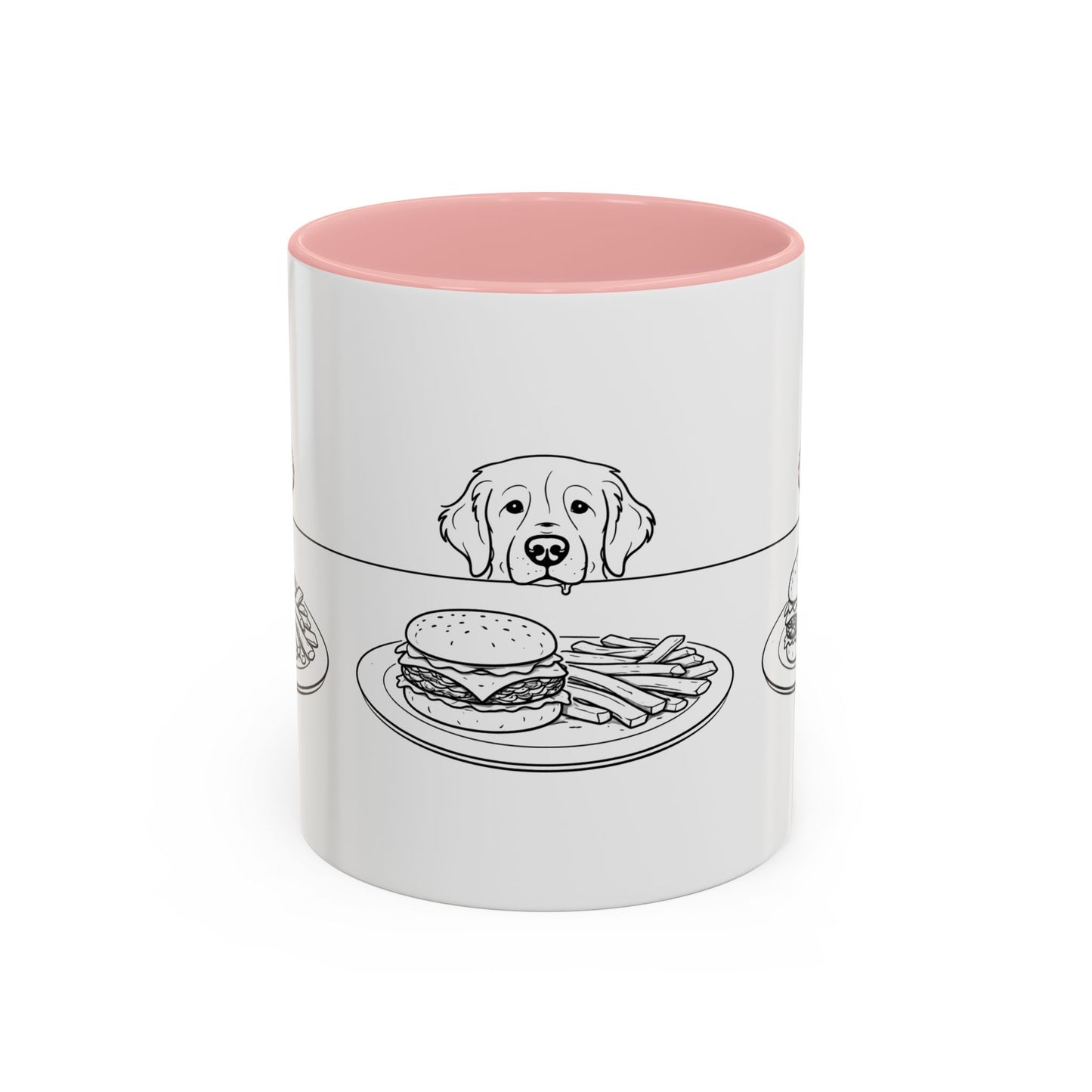 Golden Retriever Burger POV Mug | Dog Begging for Food Coffee Cup (11oz / 15oz)
