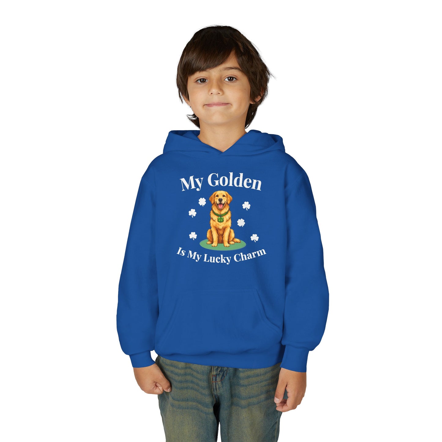 Youth Hoodie — “My Golden Is My Lucky Charm” St. Patrick’s Day Golden Retriever Sweatshirt