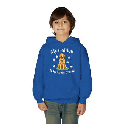 Youth Hoodie — “My Golden Is My Lucky Charm” St. Patrick’s Day Golden Retriever Sweatshirt