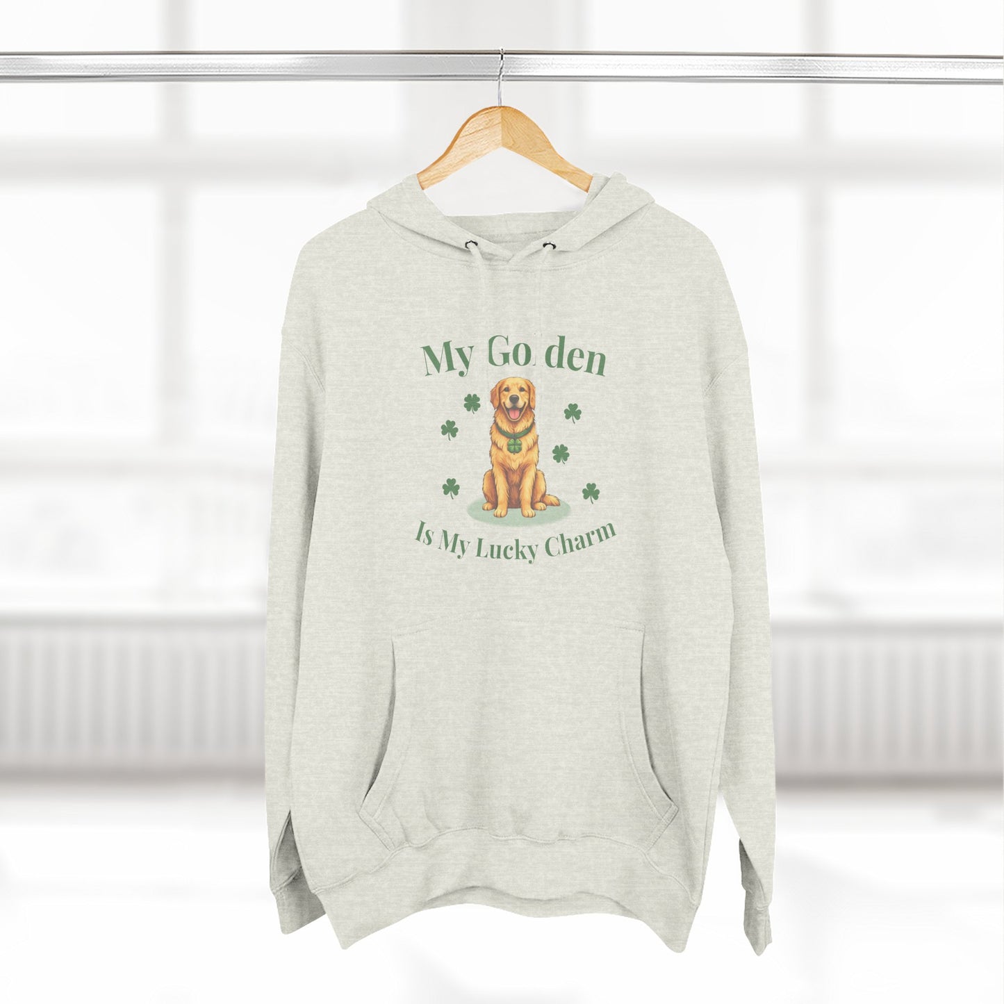 Hoodie — “My Golden Is My Lucky Charm” St. Patrick’s Day Golden Retriever Sweatshirt