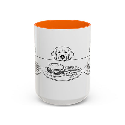 Golden Retriever Burger POV Mug | Dog Begging for Food Coffee Cup (11oz / 15oz)