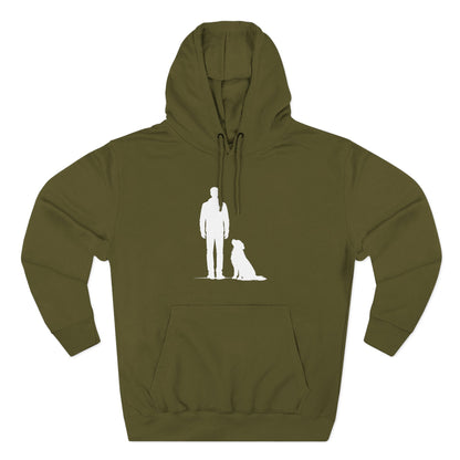 Man and Golden Retriever Silhouette Hoodie | Minimalist Dog Bond Pullover Sweatshirt
