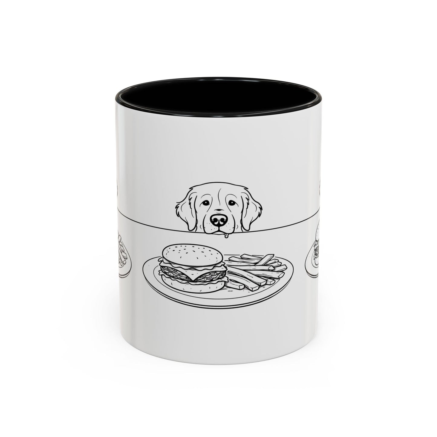 Golden Retriever Burger POV Mug | Dog Begging for Food Coffee Cup (11oz / 15oz)