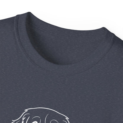 Dog Begging for Burger T-Shirt | Golden Retriever POV Line Art Tee