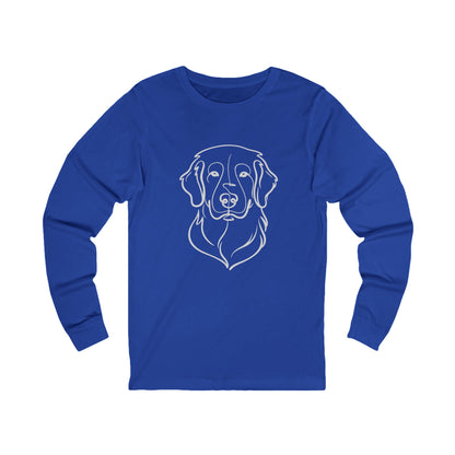 Golden Retriever Outline Long Sleeve Tee | Minimal Line Art Dog Shirt - Golden Retriever Line Art, Dog Line Art