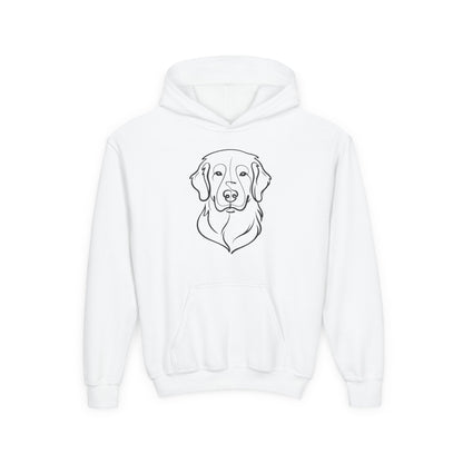 Youth Golden Retriever Line Art Hoodie | Minimal Dog Portrait Sweatshirt