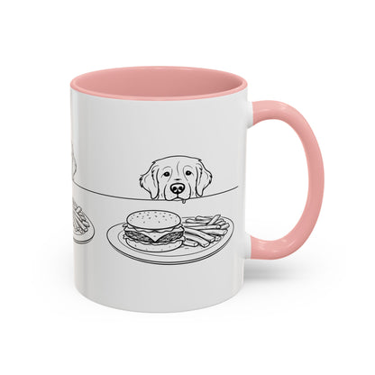 Golden Retriever Burger POV Mug | Dog Begging for Food Coffee Cup (11oz / 15oz)