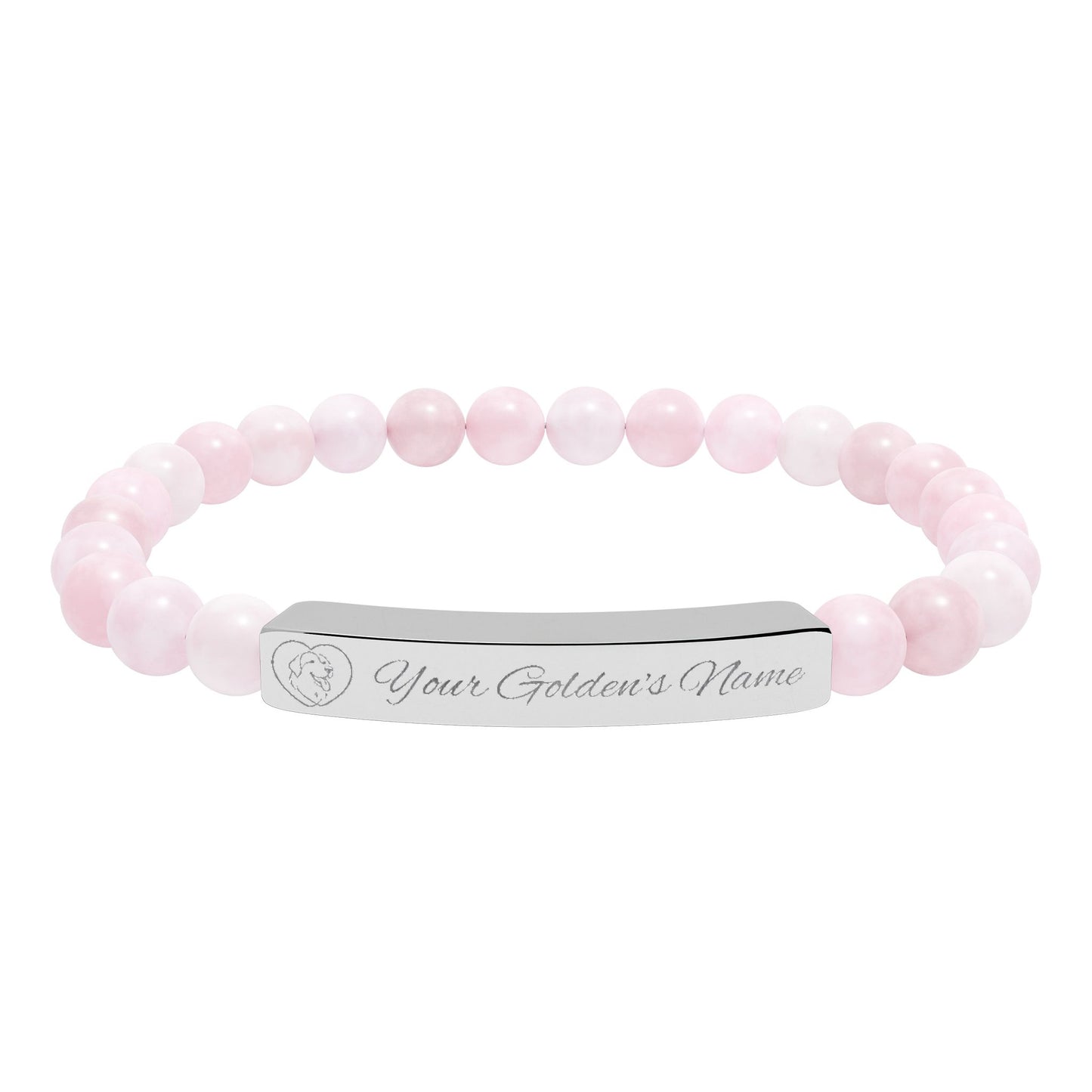 Custom Name Engraved | Stone Stretch Bracelet