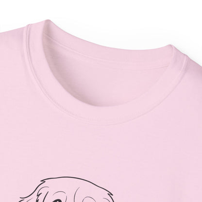 Dog Begging for Burger T-Shirt | Golden Retriever POV Line Art Tee
