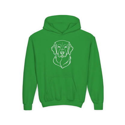 Youth Golden Retriever Line Art Hoodie | Minimal Dog Portrait Sweatshirt