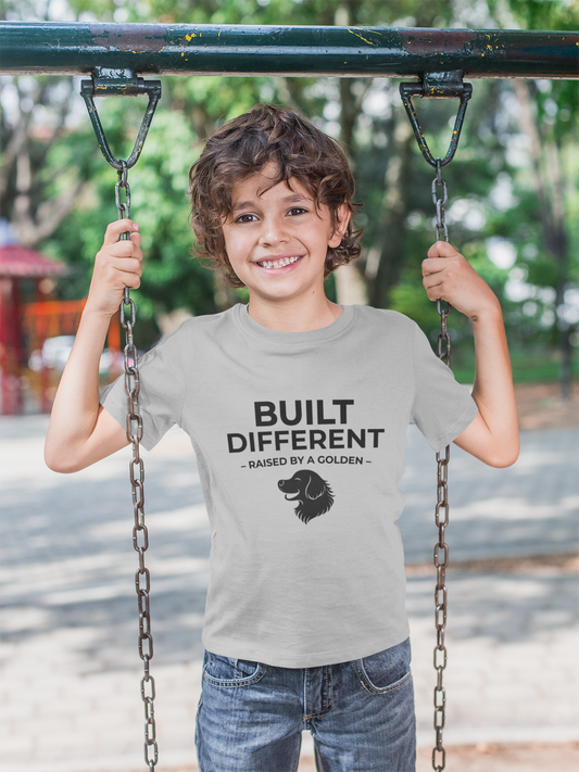Built Different Raised by a Golden Kids Sweatshirt | Funny Golden Retriever Youth Shirt