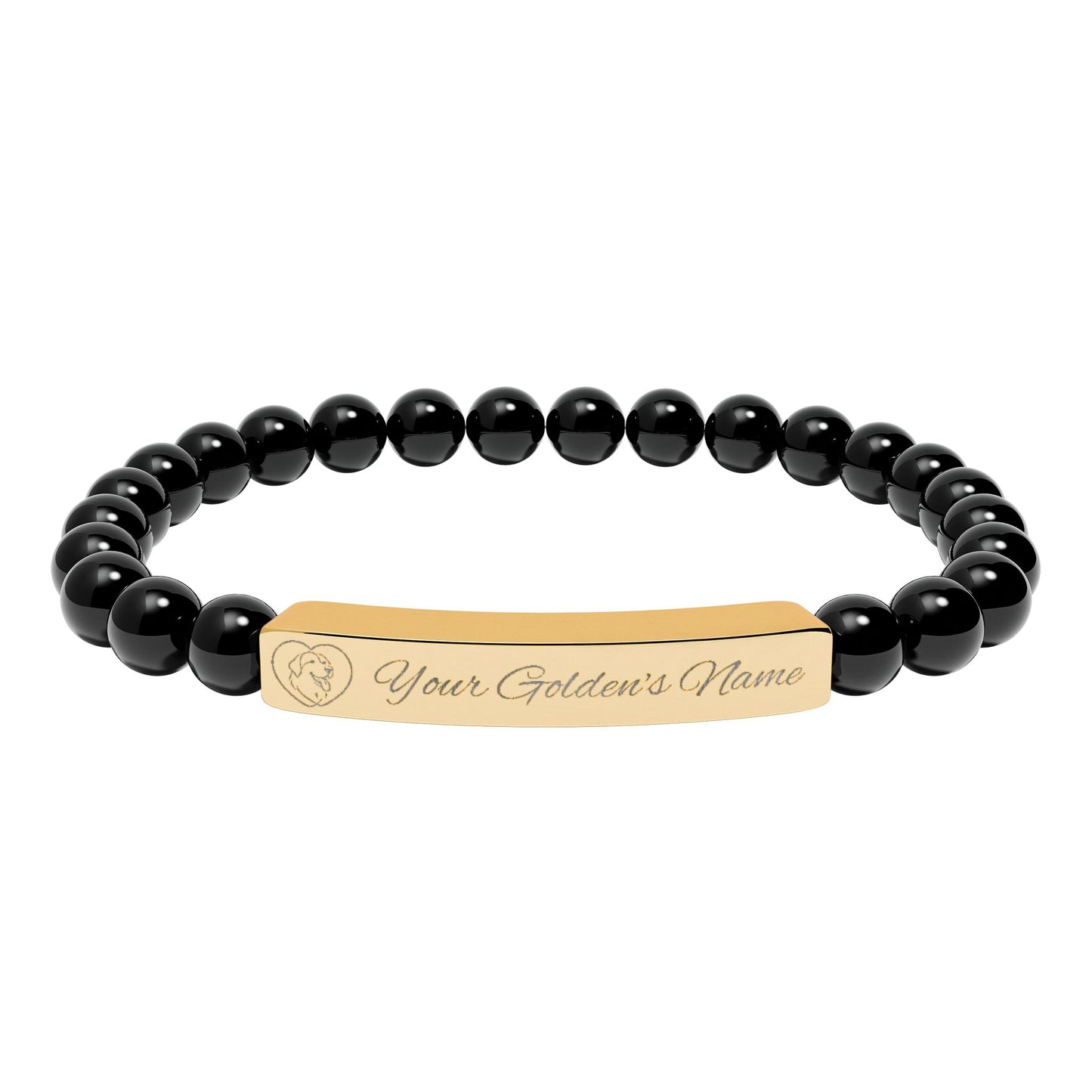 Custom Name Engraved | Stone Stretch Bracelet