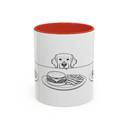 Golden Retriever Burger POV Mug | Dog Begging for Food Coffee Cup (11oz / 15oz)