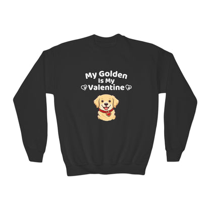 Youth Golden Retriever Valentine Sweatshirt | Cute Valentine's Day Apparel for Dog Lovers | Gift Ideas