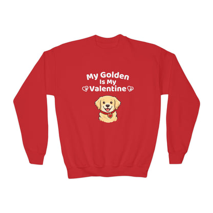 Youth Golden Retriever Valentine Sweatshirt | Cute Valentine's Day Apparel for Dog Lovers | Gift Ideas