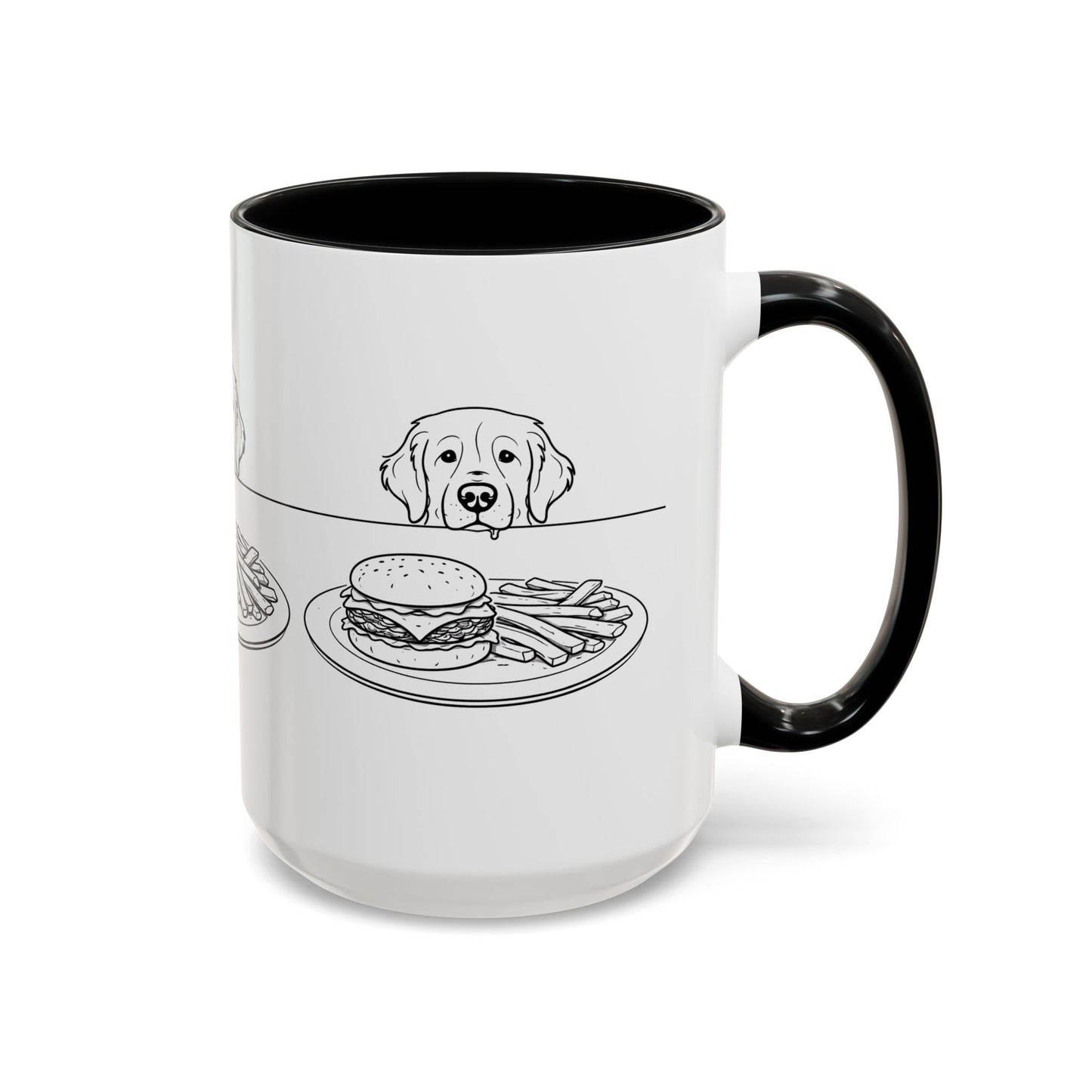 Golden Retriever Burger POV Mug | Dog Begging for Food Coffee Cup (11oz / 15oz)