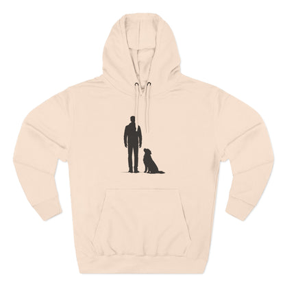 Man and Golden Retriever Silhouette Hoodie | Minimalist Dog Bond Pullover Sweatshirt