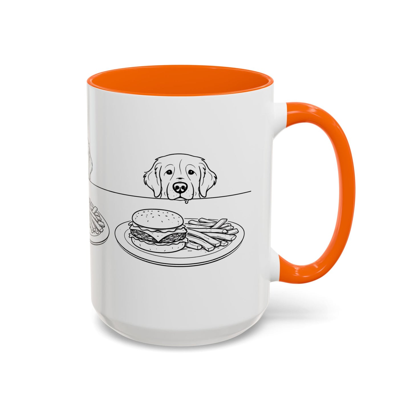 Golden Retriever Burger POV Mug | Dog Begging for Food Coffee Cup (11oz / 15oz)