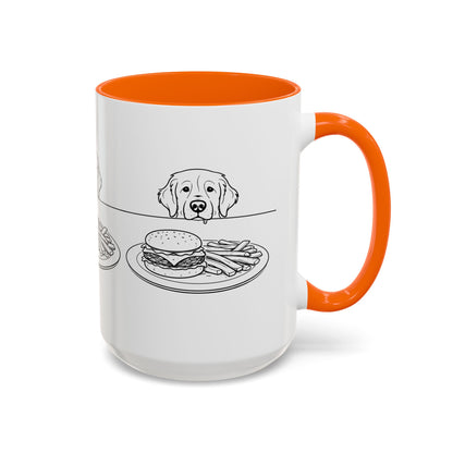 Golden Retriever Burger POV Mug | Dog Begging for Food Coffee Cup (11oz / 15oz)
